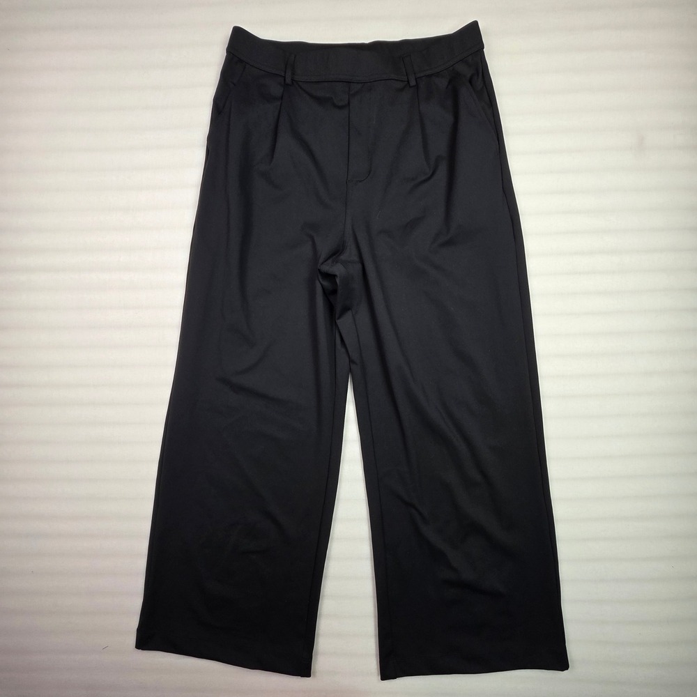 Halara Black High Waisted Wide Leg Pleated Trousers Petite Large